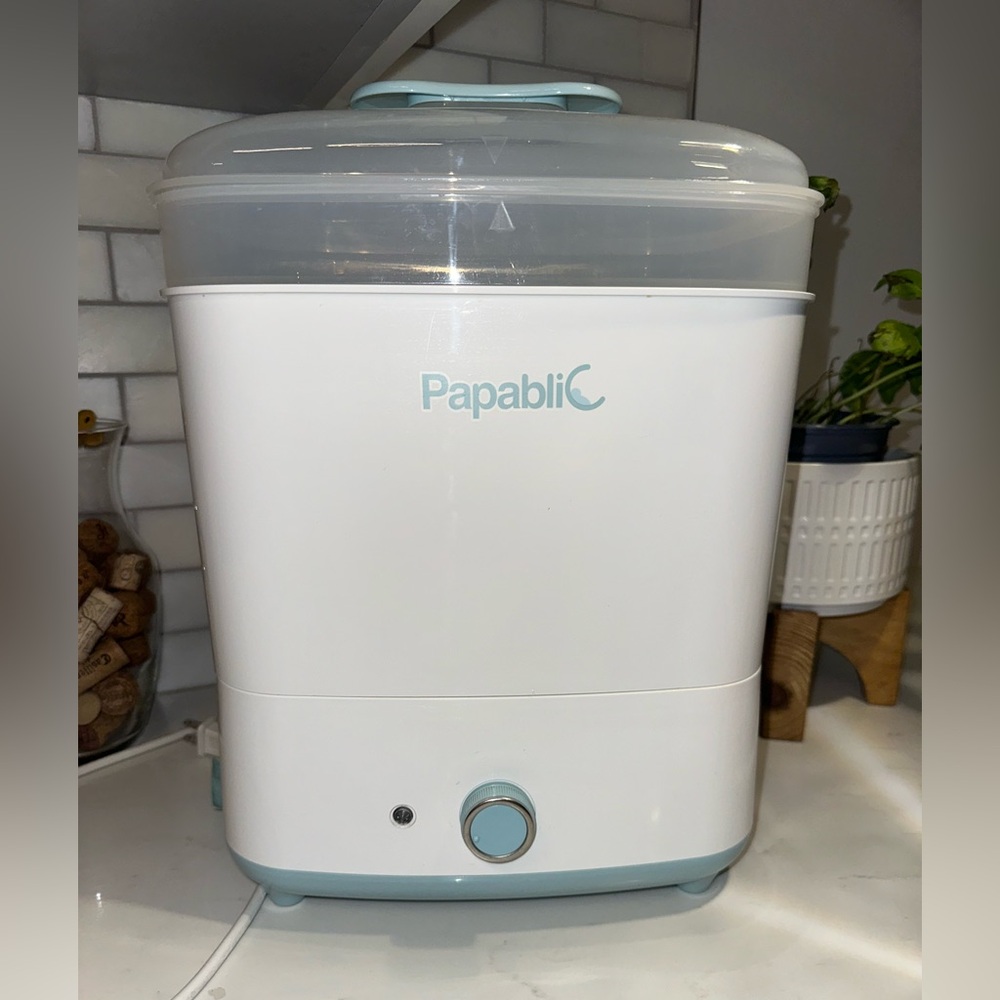 Papablic Baby Bottle BPA Free White Blue Electric Steam Sterilizer Dryer Infant